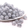 front view of a pile of 16mm Silver Glitter Twinkle Bubblegum Beads