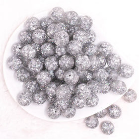 16mm Silver Glitter Twinkle Bubblegum Beads