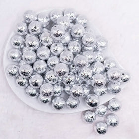 16mm Silver Crinkle Foil Bubblegum Beads