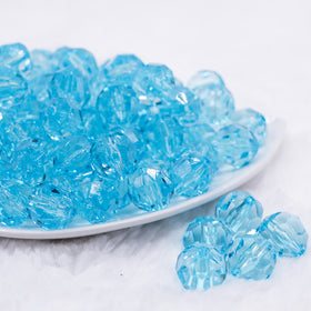16mm Sky Blue Transparent Faceted Bubblegum Beads