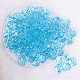 16mm Sky Blue Transparent Faceted Bubblegum Beads