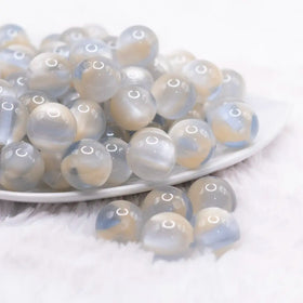 16mm Slate Blue Illusion Glitter Bubblegum Bead