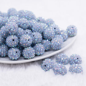 16mm Slate Blue Rhinestone AB Chunky Bubblegum Jewelry Beads