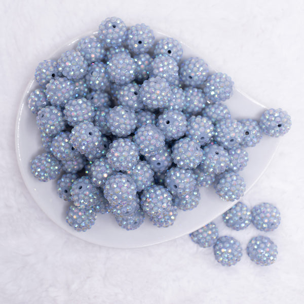 top view of a pile of 16mm Slate Blue Rhinestone AB Chunky Bubblegum Jewelry Beads