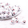 front view of a pile of 16mm Snowman Face Print Bubblegum Bead