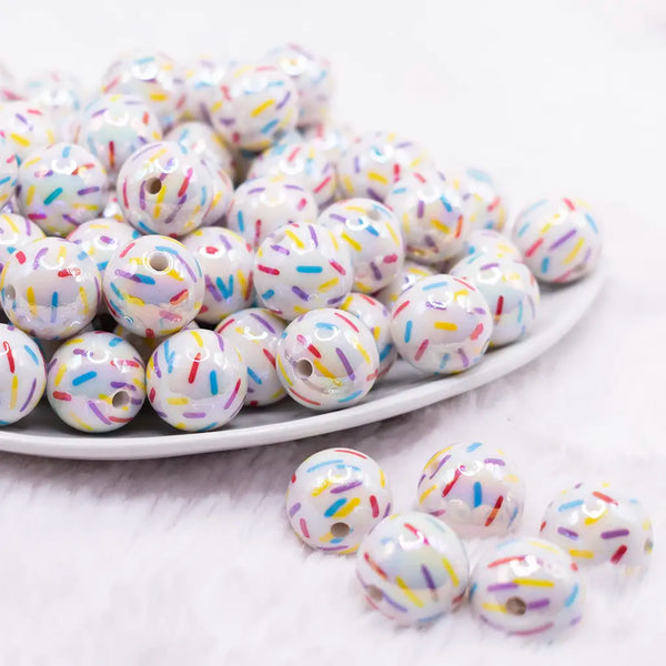 front view of a pile of 16mm Sprinkle AB Bubblegum Beads
