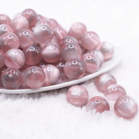 16mm Tea Rose Illusion Glitter Bubblegum Bead