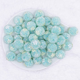 16mm Teal with Flowers luxury acrylic beads