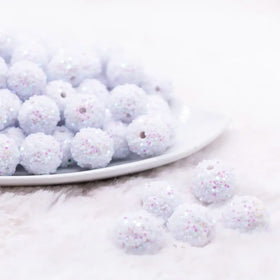 16mm White Sequin Confetti Bubblegum Beads