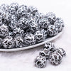 front view of a pile of 16mm White Leopard Print Acrylic Bubblegum Jewelry Beads