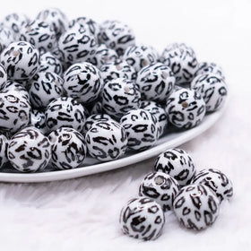 16mm White Leopard Print Acrylic Bubblegum Jewelry Beads