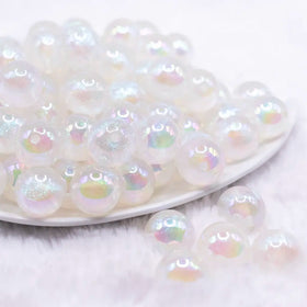 16mm White Opalescence Bubblegum Bead