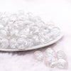 front view of a pile of 16mm White Rose Bubblegum Beads