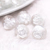 front view of a pile of 16mm White Rose Bubblegum Beads
