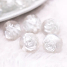 16mm White Rose Bubblegum Beads