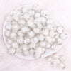 top view of a pile of 16mm White Rose Bubblegum Beads