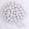top view of a pile of 16mm White with Clear Rhinestone Bubblegum Beads