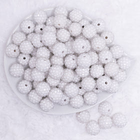 16mm White with Clear Rhinestone Bubblegum Beads
