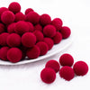 front view of a pile of 16mm Wine Red Velvet Bubblegum Bead