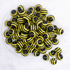 top view of a pile of 16mm Black and Yellow Stripe Bubblegum Beads