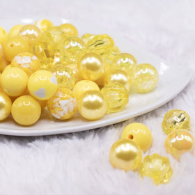 16mm Yellow Acrylic Bubblegum Bead Mix