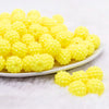 front view of a pile of 16mm Yellow on Yellow Rhinestone Bubblegum Beads