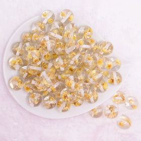 16mm Yellow Flaked Flower Bubblegum Bead