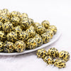 front view of a pile of 16mm Yellow Leopard Print Acrylic Bubblegum Jewelry Beads