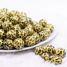 16mm Yellow Leopard Print Acrylic Bubblegum Jewelry Beads