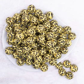 16mm Yellow Leopard Print Acrylic Bubblegum Jewelry Beads