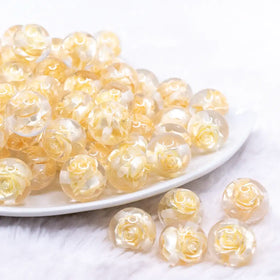 16mm Yellow Rose Bubblegum Beads