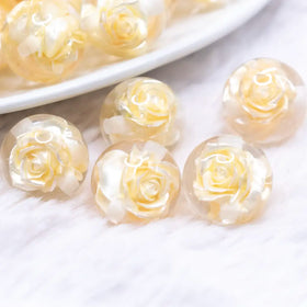 16mm Yellow Rose Bubblegum Beads
