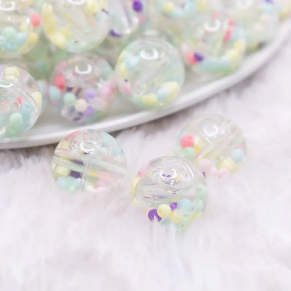 macro view of a pile of 18mm Colorful Confetti Acrylic Water Beads