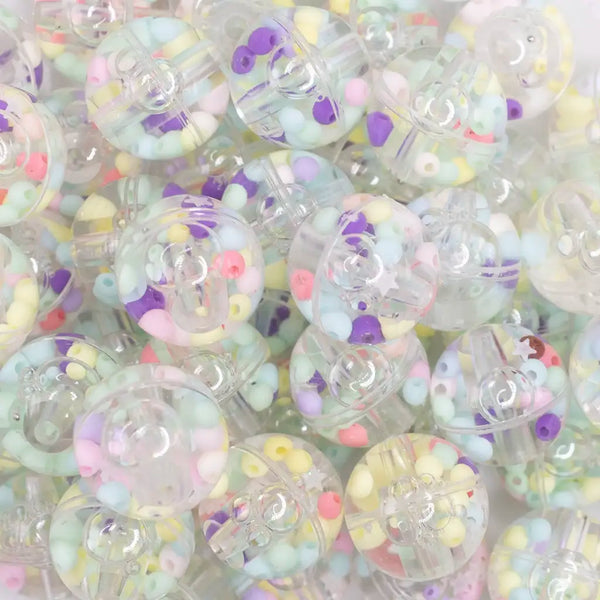 close up view of a pile of 18mm Colorful Confetti Acrylic Water Beads