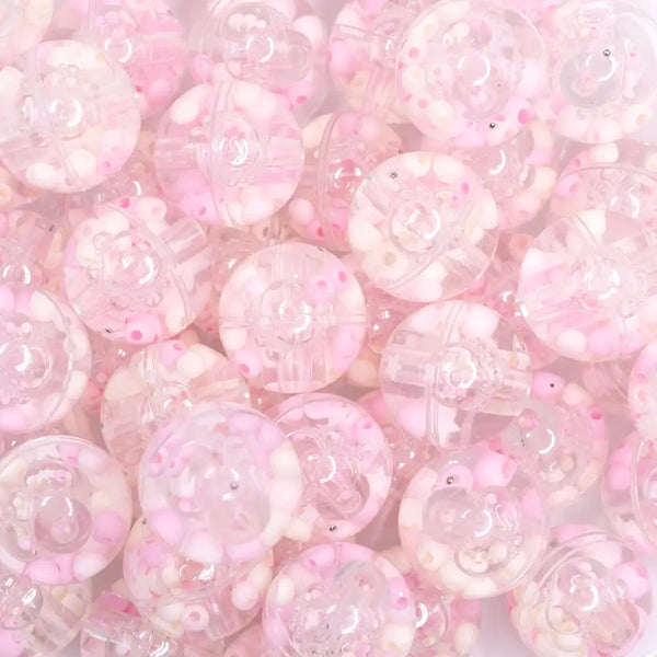 close up view of a pile of 18mm Light Pink Confetti Acrylic Water Beads