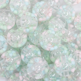 18mm Mint and Pink Confetti Acrylic Water Beads