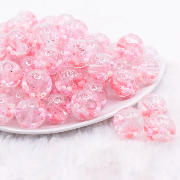 front view of a pile of 18mm Pink Confetti Acrylic Water Beads