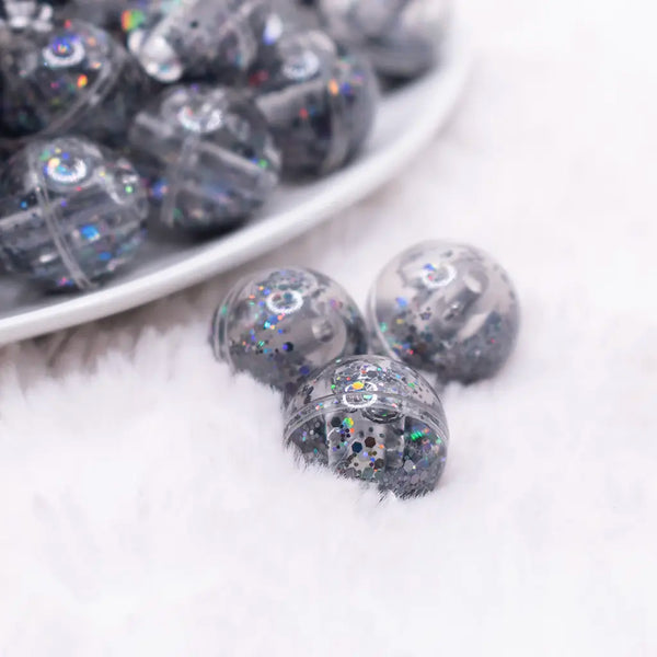 macro view of a pile of 18mm Black Glitter Acrylic Water Beads