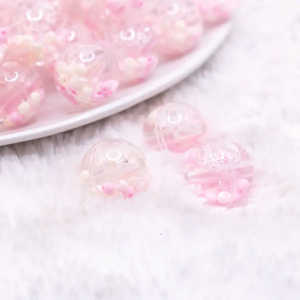 macro view of a pile of 18mm Light Pink Confetti Acrylic Water Beads