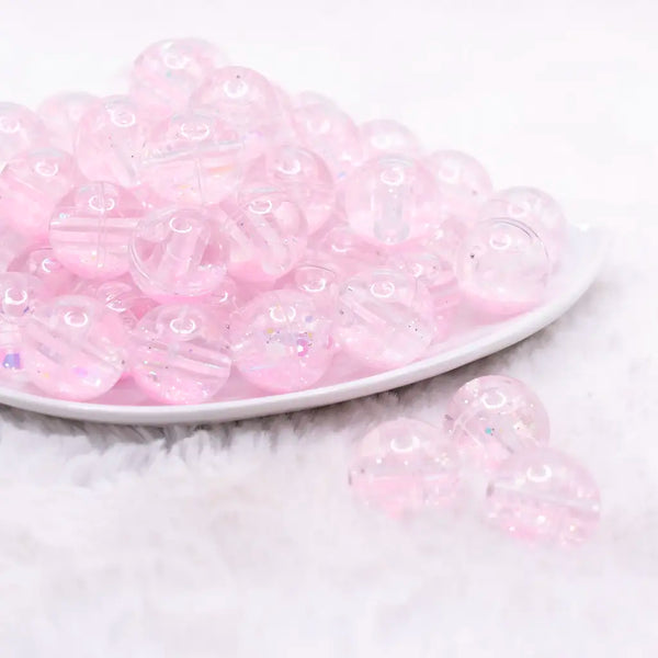 front view of a pile of 18mm Pink Glitter Acrylic Water Beads