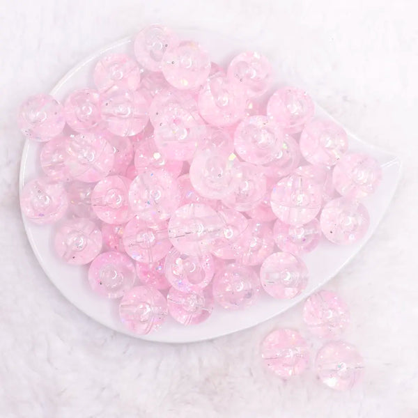 top view of a pile of 18mm Pink Glitter Acrylic Water Beads