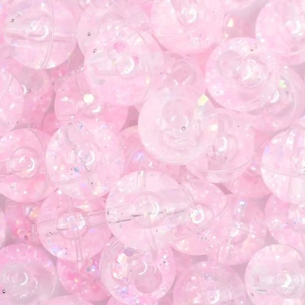 close up view of a pile of 18mm Pink Glitter Acrylic Water Beads