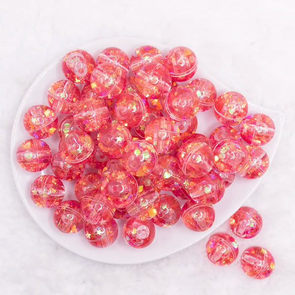 top view of a pile of 18mm Red Glitter Acrylic Water Beads