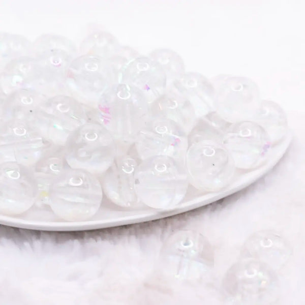 front view of a pile of 18mm White Glitter Acrylic Water Beads