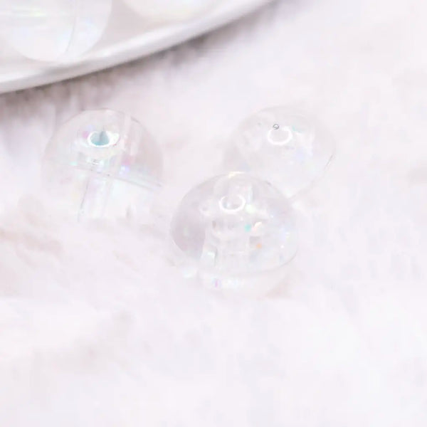 macro view of a pile of 18mm White Glitter Acrylic Water Beads