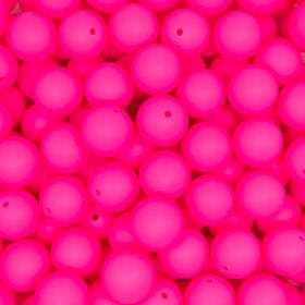 19mm Bright Pink Round Silicone Bead