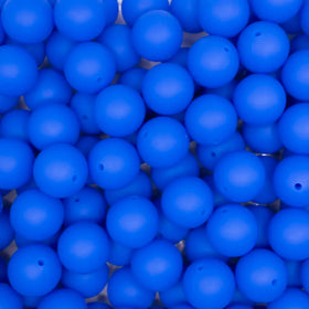 19mm Cobalt Blue Round Silicone Bead