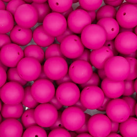 19mm Hot Pink Round Silicone Bead