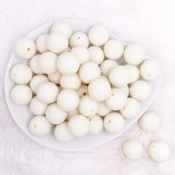 top view of a pile of 19mm Ivory Sugar Bubblegum Beads