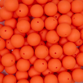 19mm Orange Round Silicone Bead